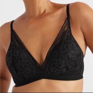 NWOT Knix Lace Deep V Bra Black Size XXL